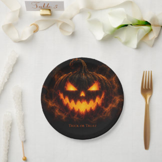 Gruseliger Glow Halloween-Kürbis-Geschenkanhänger Pappteller