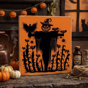 Gruseliger Goth Halloween Vogelscheuche Kürbis Mai Fliese