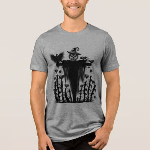 Gruseliger Goth Halloween Vogelscheuche Kürbis Mai Tri-Blend Shirt