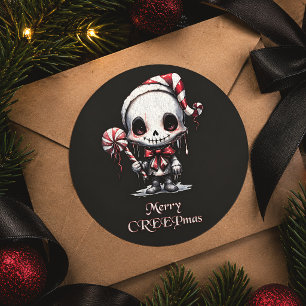 Gruseliger Gothic Frohe Weihnachten Runder Aufkleber