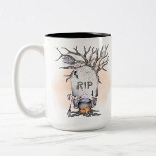 Gruseliger gotischer Halloween Zweifarbige Tasse