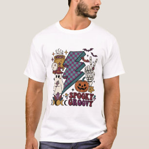 Gruseliger Groovy-Geist-Skelett-Hand-Blitz P T-Shirt