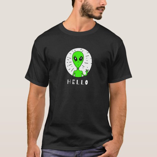 Gruseliger grüner Außerirdischer T-Shirt (Vorderseite)