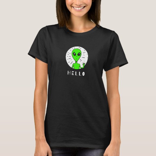 Gruseliger grüner Außerirdischer T-Shirt (Vorderseite)