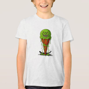 Gruseliger grüner Eiscremekegel mit Horror-Tropfen Tri-Blend Shirt