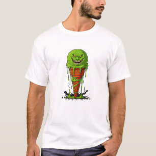 Gruseliger grüner Eiscremekegel mit Monster, der H T-Shirt