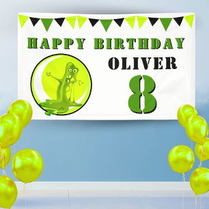 Gruseliger grüner Schleim-Monster-Kindergeburtstag Banner