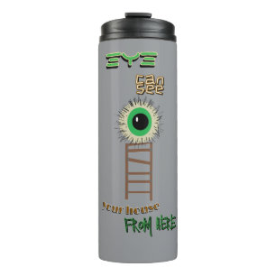 Gruseliger grüner Thermobecher mit Auge zum Draufs Thermosbecher