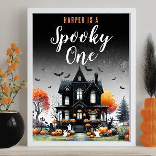 Gruseliger Halloween 1. Geburtstagsparty-Schild Poster