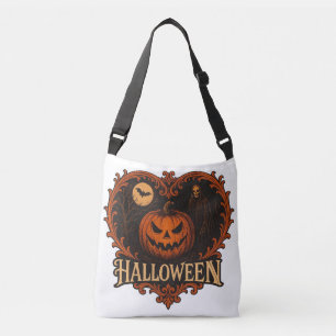 Gruseliger Halloween-All-Over-Print-Umhängetasche Tragetaschen Mit Langen Trägern