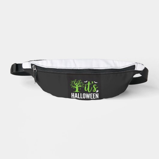 Gruseliger Halloween-Baum-Fledermäuse-Vektordesign Bauchtasche (Vorderseite)