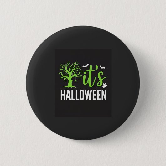 Gruseliger Halloween-Baum-Fledermäuse-Vektordesign Button (Vorderseite)