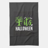 Gruseliger Halloween-Baum-Fledermäuse-Vektordesign Geschirrtuch (Vertikal)