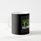 Gruseliger Halloween-Baum-Fledermäuse-Vektordesign Kaffeetasse (Vorderseite Links)