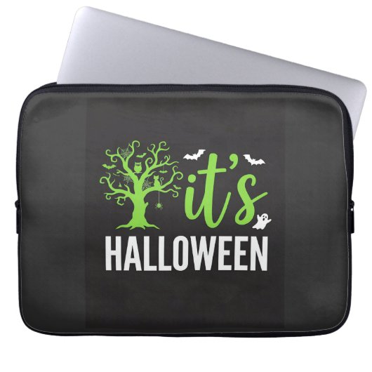 Gruseliger Halloween-Baum-Fledermäuse-Vektordesign Laptopschutzhülle (Vorderseite)