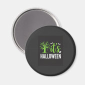 Gruseliger Halloween-Baum-Fledermäuse-Vektordesign Magnet (Vorderseite/Rückseite)
