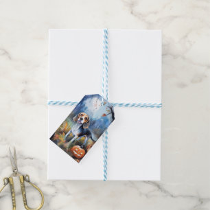 Gruseliger Halloween-Beagle mit Kürbissen Geschenkanhänger