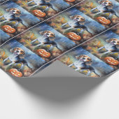 Gruseliger Halloween-Beagle mit Kürbissen Geschenkpapier (Ecke)
