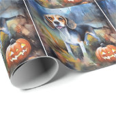 Gruseliger Halloween-Beagle mit Kürbissen Geschenkpapier (Rolleneckpunkt)