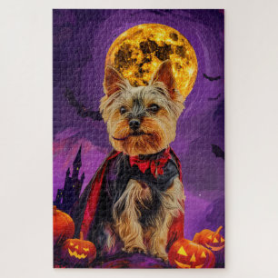 Gruseliger Halloween Biewer Terrier Hund mit Kürbi Puzzle