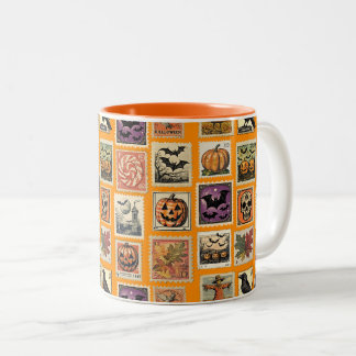 Gruseliger Halloween-Briefmarken-Muster-Becher Zweifarbige Tasse