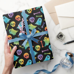 Gruseliger Halloween Bunter Schädel Knochen Süße G Geschenkpapier