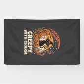 Gruseliger Halloween-Charme-Katze Banner (Horizontal)