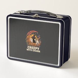 Gruseliger Halloween-Charme-Katze Metall Brotdose