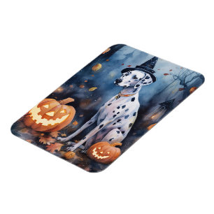 Gruseliger Halloween-Dalmation mit Kürbissen Magnet