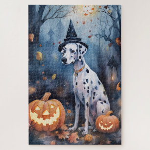 Gruseliger Halloween-Dalmation mit Kürbissen Puzzle