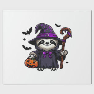 Gruseliger Halloween-Faultier-Hexenhut-Kostüm-spoo Geschenkpapier