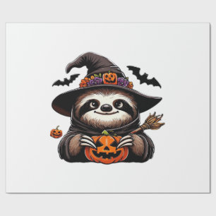 Gruseliger Halloween-Faultier-Hexenhut-Kostüm-spoo Geschenkpapier