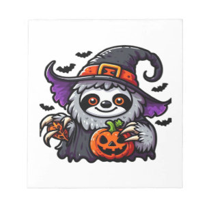 Gruseliger Halloween-Faultier-Hexenhut-Kostüm-spoo Notizblock