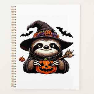 Gruseliger Halloween-Faultier-Hexenhut-Kostüm-spoo Planer