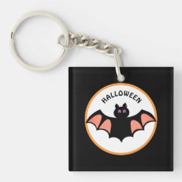Gruseliger Halloween-Fledermaus auf Schwarz & Weiß Schlüsselanhänger