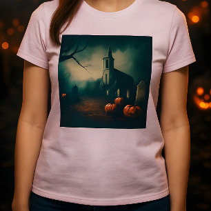 Gruseliger Halloween-Friedhof im vintage-rustikale Tri-Blend Shirt
