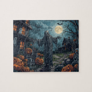 Gruseliger Halloween-Geist-Kürbisse Vollmond Puzzle
