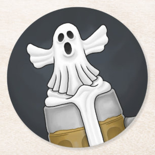 Gruseliger Halloween-Geist Runder Pappuntersetzer