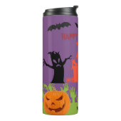 Gruseliger Halloween-Geister-Silhouette Lila Nacht Thermosbecher (Nach links gedreht)