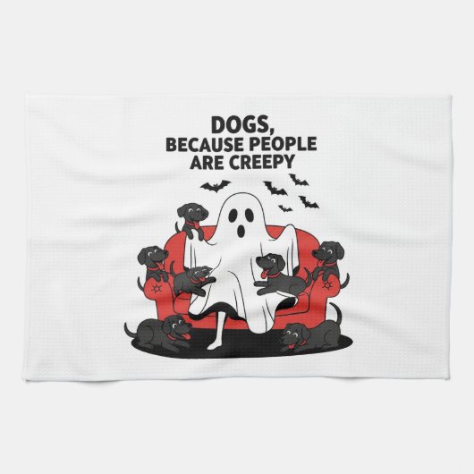 Gruseliger Halloween Hund Gruseliger Geist 23 Geschirrtuch (Horizontal)