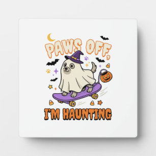 Gruseliger Halloween-Hund-Skate-Ride Fotoplatte