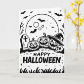Gruseliger Halloween Karte (Gelbe Blume)