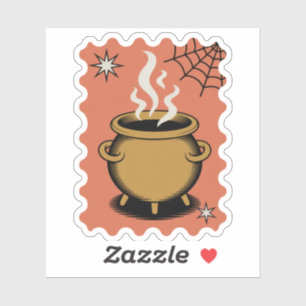 Gruseliger Halloween-Kessel-Poststempel Aufkleber