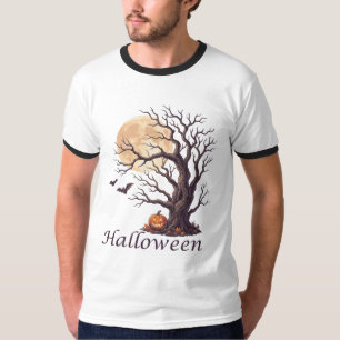 Gruseliger Halloween-Knotenbaum-Kürbis T-Shirt