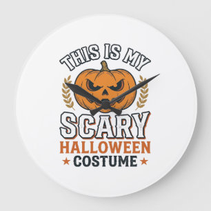 Gruseliger Halloween-Kostüm-Kürbis Vintage-Vektor- Große Wanduhr