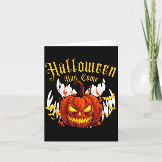 Gruseliger Halloween-Kürbis Karte (Vorderseite)