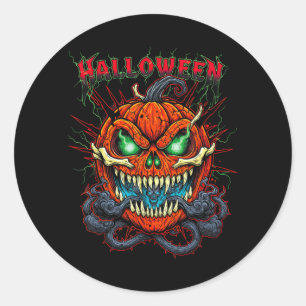 Gruseliger Halloween-Kürbis lustiges Design für Ha Runder Aufkleber