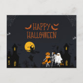 Gruseliger Halloween-Kürbis oder Gespensterhaus Ha Postkarte (Vorderseite)