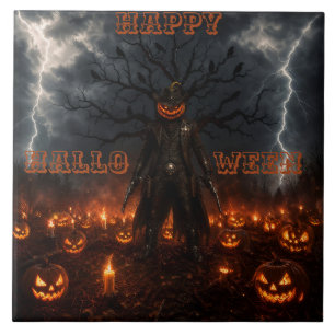 Gruseliger Halloween-Kürbis-Sheriff-Cowboy-Blitz Fliese