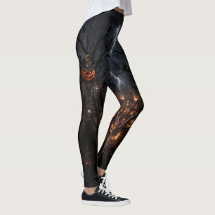 Gruseliger Halloween-Kürbis-Sheriff-Cowboy-Blitz Leggings